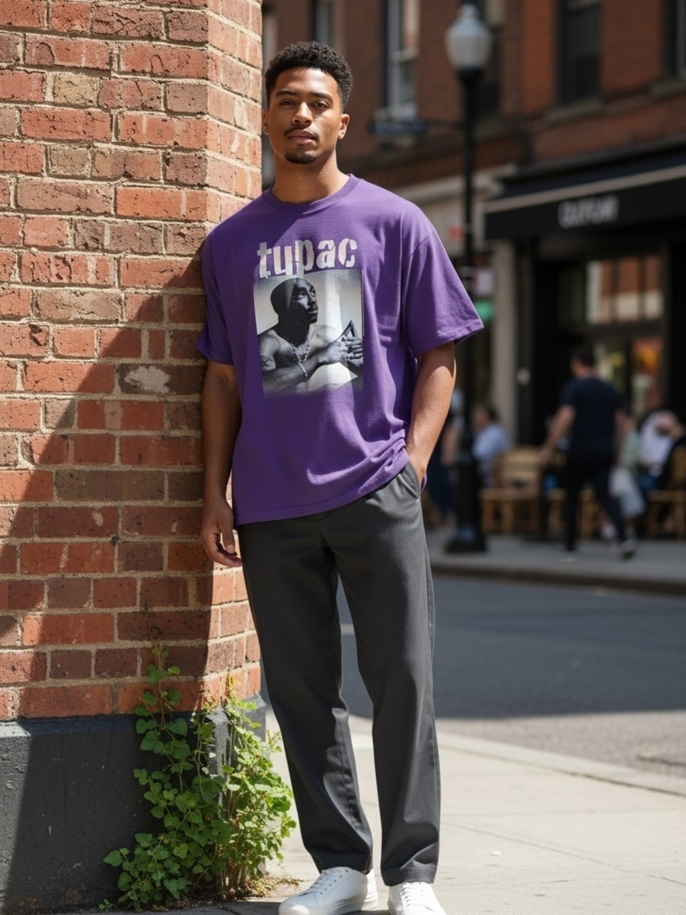 Purple Graphic Men’s T-Shirt - Tupac Print